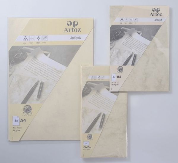 Artoz papier antiqua a4 108796142 90g, chamois 5 blatt - Artoz-108796142-7612450301397