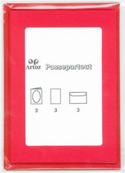 Artoz papier 1001 passepartout a6 11012517 100/220g, rot 3 blatt - Artoz-11012517-7612450241969