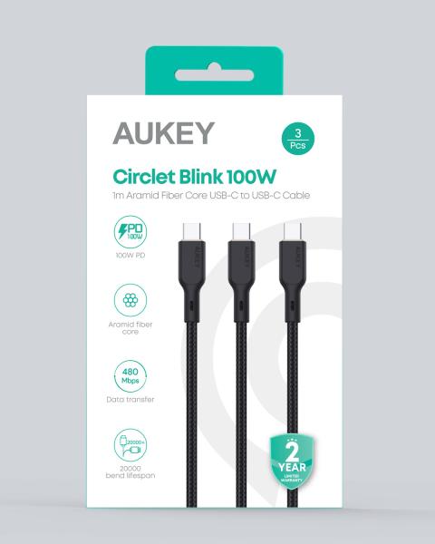 Aukey usb-c-to-c cable 100w cb-kcc101a 3 pack, 3x 1m - Aukey-cb-kcc101a-0689323787555-05.jpg