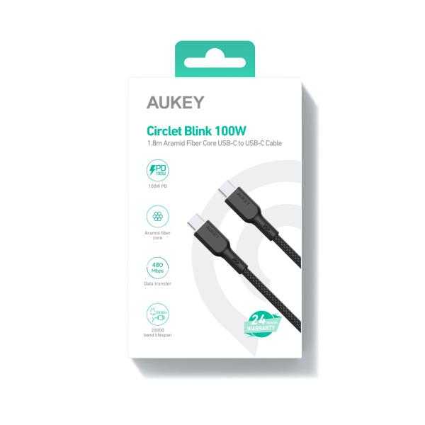 Aukey cable usb-c-to-c,kevlar core cb-kcc102 1.8m,nylon braided,100w,bl. - Aukey-cb-kcc102-0689323785322-04.jpg