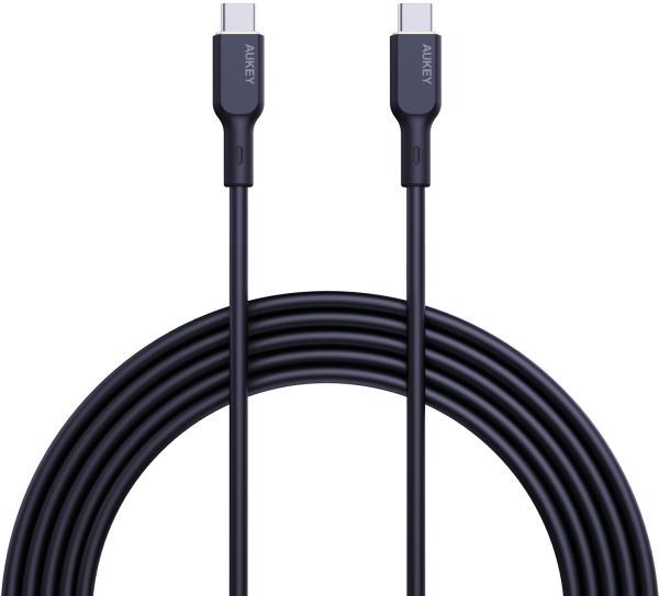 Aukey cable usb-c-to-c cb-scc241 silicone,1.0m,240w,black - Aukey-cb-scc241-0689323787265