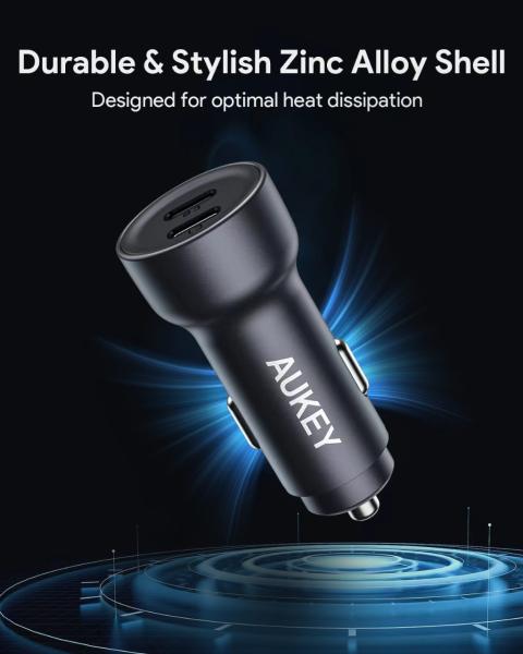 Aukey enduro dual car charger cc-y23 65w, usb c, pd, black - Aukey-cc-y23-0689323787234-06.jpg