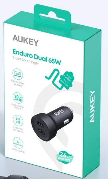 Aukey enduro dual car charger cc-y23 65w, usb c, pd, black - Aukey-cc-y23-0689323787234-10.jpg