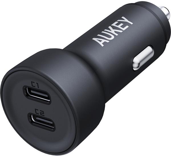 Aukey enduro dual car charger cc-y23 65w, usb c, pd, black - Aukey-cc-y23-0689323787234