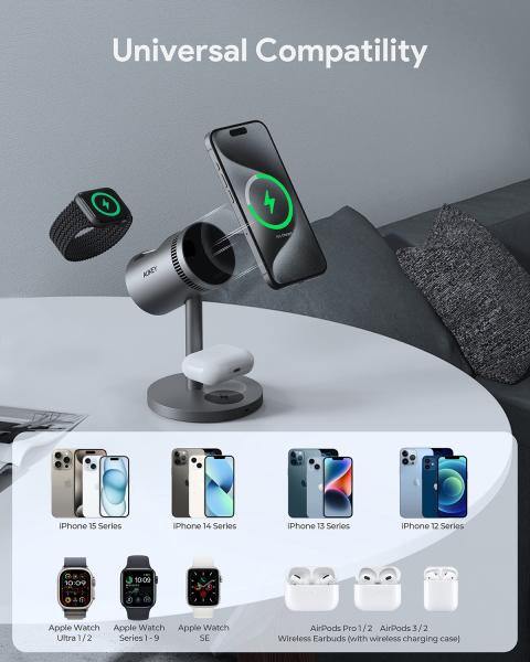 Aukey magfusion 3-in-1 pro lc-mc311a wireless charger 15w, black - Aukey-lc-mc311a-0689323788163-06.jpg