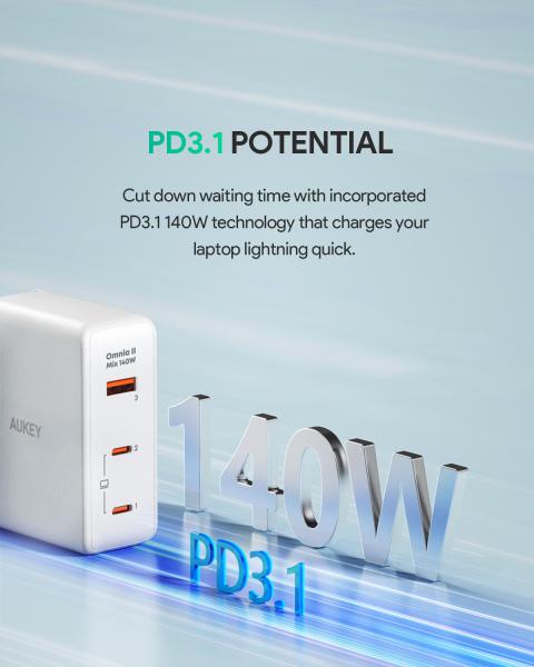 Aukey omniamix ii 140w gan pd pa-b7o wh 3-port, wall charger white - Aukey-pa-b7o-wh-0689323785797-07.jpg