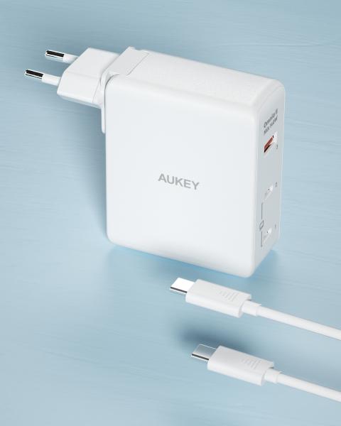 Aukey omniamix ii 140w gan pd pa-b7o wh 3-port, wall charger white - Aukey-pa-b7o-wh-0689323785797