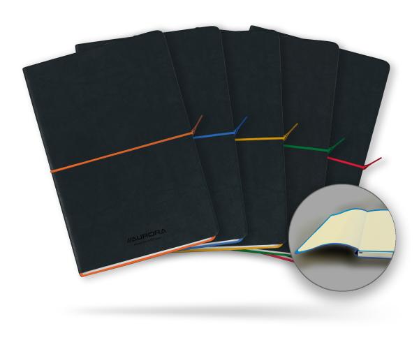 Aurora notizbuch softcover a5 2396tesj schwarz/ gelb, liniert 192 s. - Aurora-2396tesj-5411028404681