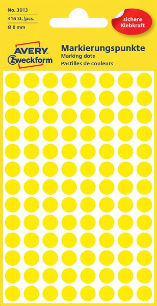 Avery zweckform markierungspunkte 8mm 3013 gelb 416 stück - Avery-zweckform-3013-4004182030134