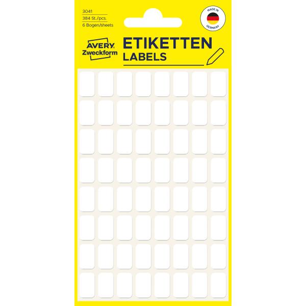 Avery zweckform haushaltetiketten 13×8mm 3041 weiss 384 stück - Avery-zweckform-3041-4004182030417