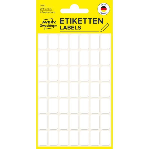 Avery zweckform haushaltetiketten 16×9mm 3072 weiss 294 stück - Avery-zweckform-3072-4004182030721