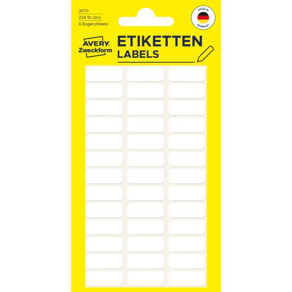 Avery zweckform haushaltetiketten 20×8mm 3073 weiss 234 stück - Avery-zweckform-3073-4004182030738