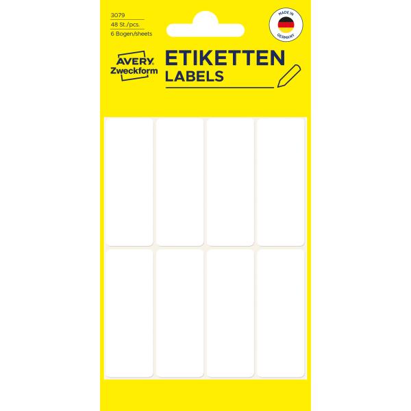Avery zweckform etiketten 50×19mm 3079 weiss 48 stück - Avery-zweckform-3079-4004182030790