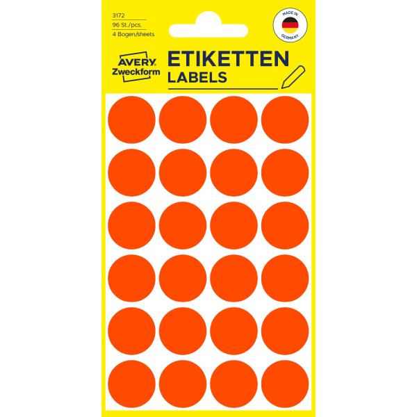 Avery zweckform markierungspunkte 18mm 3172 rot 96 stück - Avery-zweckform-3172-4004182031728