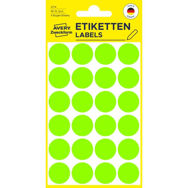 Avery zweckform markierungspunkte 18mm 3174 grün 96 stück - Avery-zweckform-3174-4004182031742