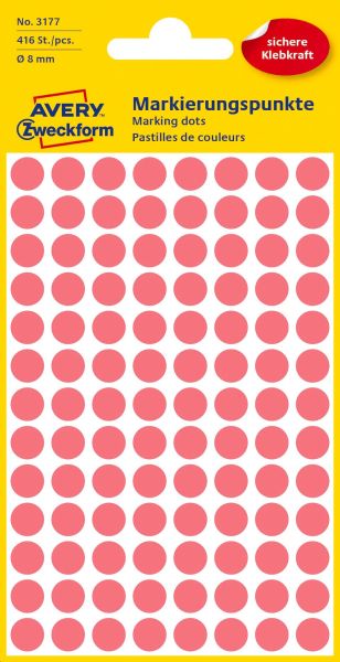 Avery zweckform markierungspunkte 8mm 3177z rot 416 stück - Avery-zweckform-3177z-4004182031773