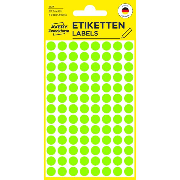 Avery zweckform markierungspunkte 8mm 3179 grün 416 stück - Avery-zweckform-3179-4004182031797