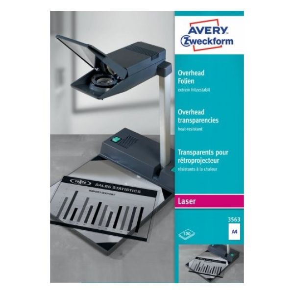 Avery zweckform overhead-folie a4 3563 0.13mm laser 100 blatt - Avery-zweckform-3563-4004182035634