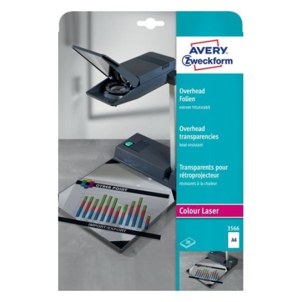 Avery zweckform overhead-folie a4 3566 0,13mm color laser 20 stk. - Avery-zweckform-3566-4004182035665