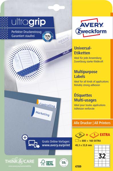 Avery zweckform universal-etiketten 483x338mm 4789z weiss 30 blatt - Avery-zweckform-4789z-4004182047897