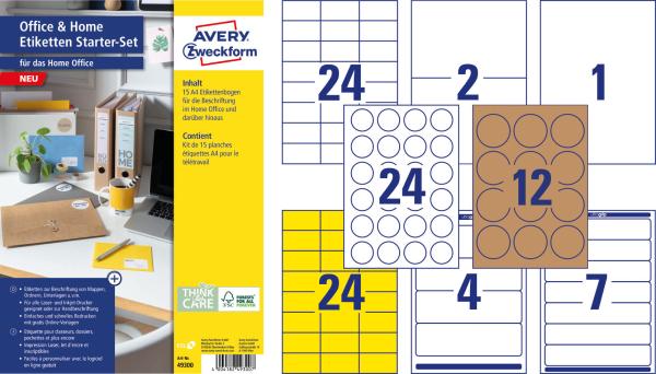 Avery zweckform etiketten starter-set 49300z ass., perm. 15 blatt - Avery-zweckform-49300z-4004182493007