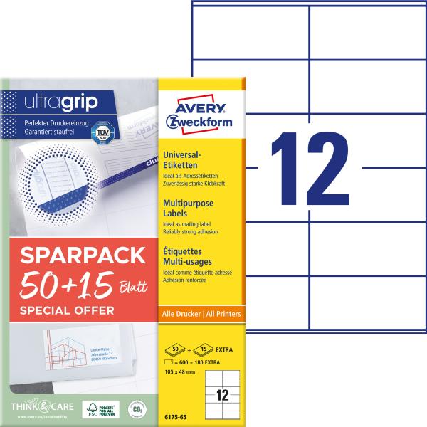 Avery zweckform universal-etiketten 105x48mm 6175-65 weiss 50+15 blatt - Avery-zweckform-6175-65-4004182361757-02.jpg