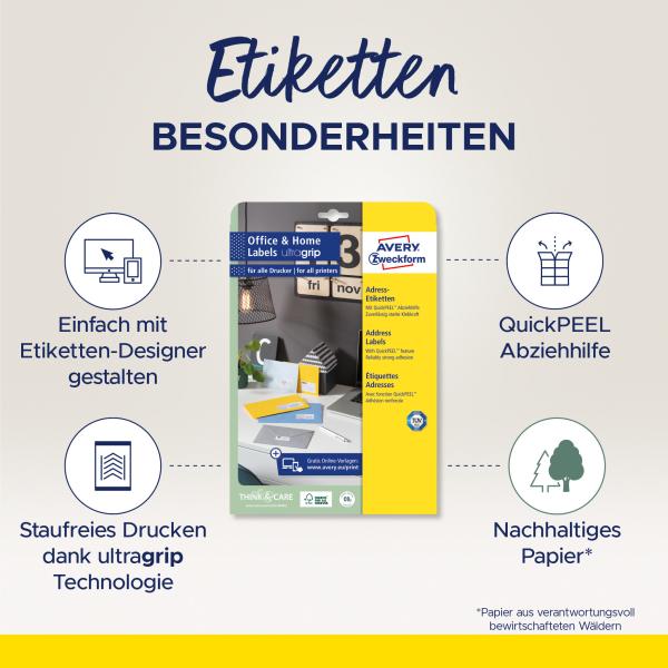 Avery zweckform etiketten 38.1x63.5mm 7160-10 weiss, perm. 10 blatt/21 stk. - Avery-zweckform-7160-10-4004182371602-02.jpg