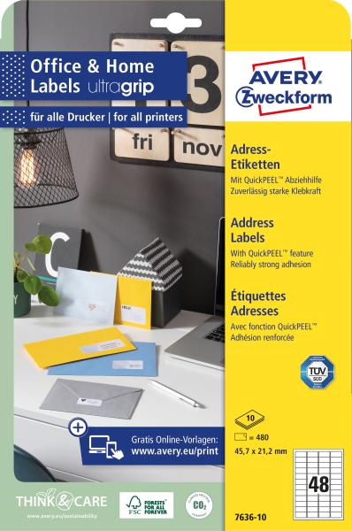 Avery zweckform etiketten 21.2x45.7mm 7636-10 weiss, perm. 10 blatt/48 stk. - Avery-zweckform-7636-10-4004182376362-05.jpg