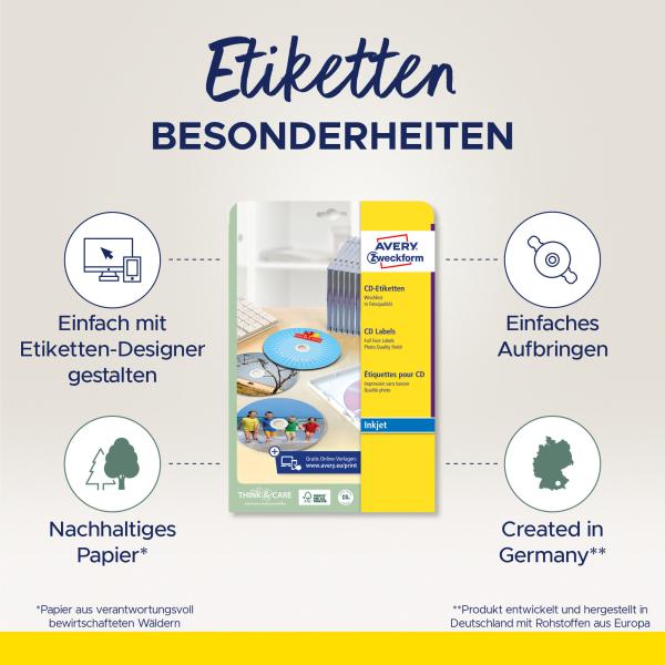 Avery zweckform etikette f. cd, glossy 117mm c9660-25 inkjet,supersize 50 st./25 bl. - Avery-zweckform-c9660-25-4004182233849-02.jpg