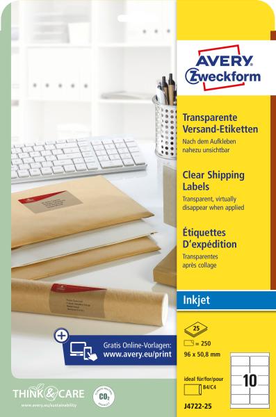 Avery zweckform etiketten 96x50,8mm j4722-25 transparent 250 stück - Avery-zweckform-j4722-25-4004182047224-05.jpg