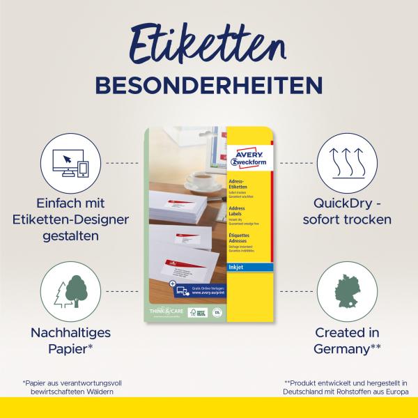 Avery zweckform adressetiketten 99,1x38,1mm j8163-25 weiss 350 stück - Avery-zweckform-j8163-25-4004182235300-02.jpg
