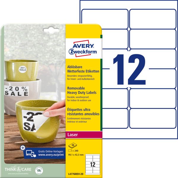 Avery zweckform etiketten 99,1x42,3mm l4776rev2 240 stück - Avery-zweckform-l4776rev2-4004182067512