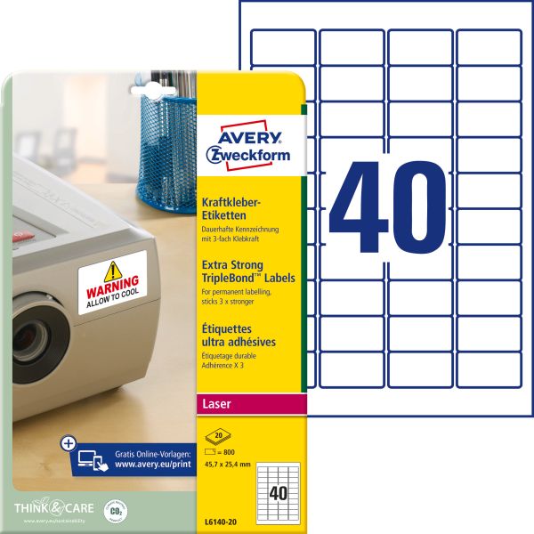 Avery zweckform etiketten 45,7×25,4mm l6140-20 kraft 800 stück - Avery-zweckform-l6140-20-4004182059852