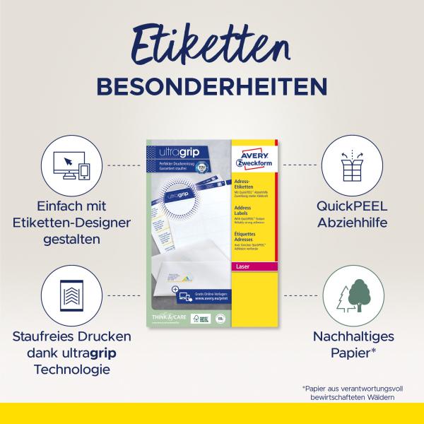 Avery zweckform adressetiketten 99,1x38,1mm l7163-100 weiss 1400 stk./100 blatt - Avery-zweckform-l7163-100-4004182471630-02.jpg