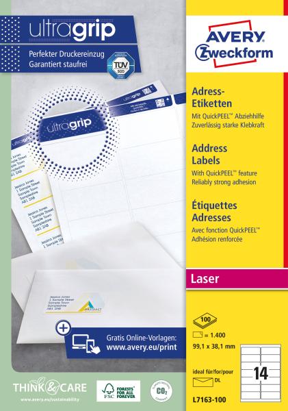 Avery zweckform adressetiketten 99,1x38,1mm l7163-100 weiss 1400 stk./100 blatt - Avery-zweckform-l7163-100-4004182471630-05.jpg