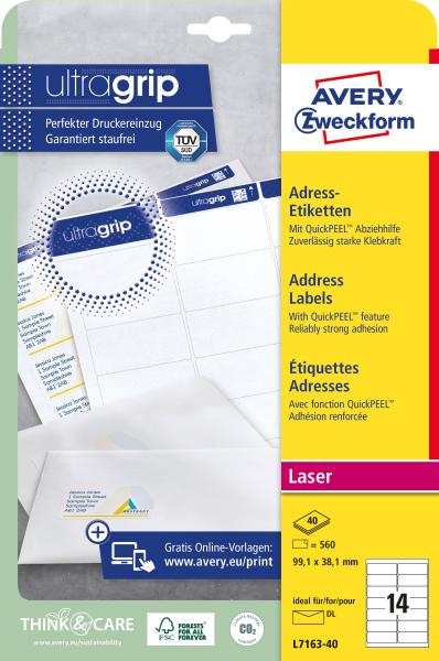 Avery zweckform adressetiketten 99,1x38,1mm l7163-40 weiss 560 stk./40 blatt - Avery-zweckform-l7163-40-4004182235225-05.jpg
