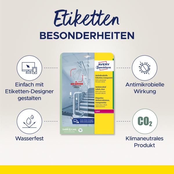 Avery zweckform etiketten l8011-10 antimic. 210x297mm transp. - Avery-zweckform-l8011-10-4004182380116-02.jpg