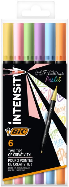 Bic filzstifte dualtip pastell 503826 6 stück - Bic-503826-3086123681323