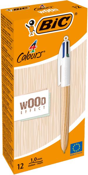 Bic kugelschreiber 4 colours 0.4mm 508964 wood natural - Bic-508964-3086123694064