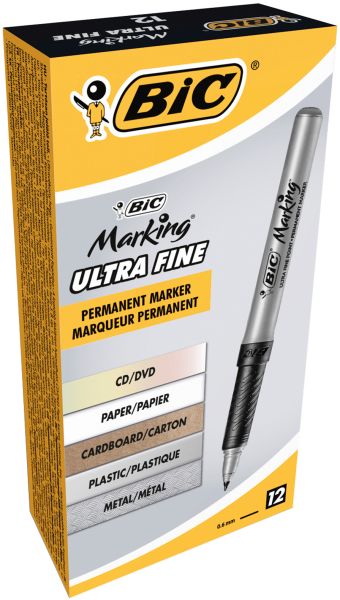 Bic marking ultra fine 0.8mm 8290801 schwarz 12 stück - Bic-8290801-0070330315310