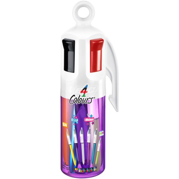 Bic kugelschreiber clip 1mm 962612 4 colours megacase 6 stk. ass. - Bic-962612-3086123525948