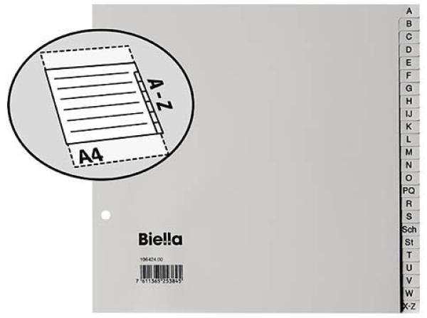 Biella register pp a4 1/2 h. 19642400u grau a-z 24-teilig - Biella-19642400u-7611365253845