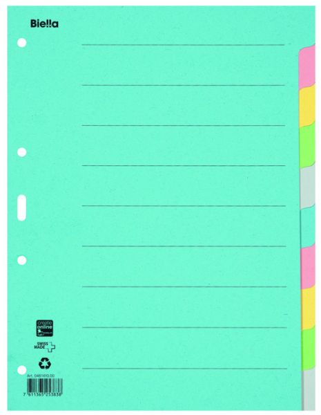 Biella kartonregister a4 46141000u bunt 10-teilig - Biella-46141000u-7611365253838