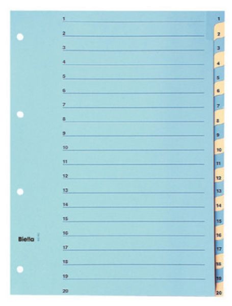Biella kartonregister 210g a4 46244200u blau/gelb 1-20 - Biella-46244200u-7611365231515
