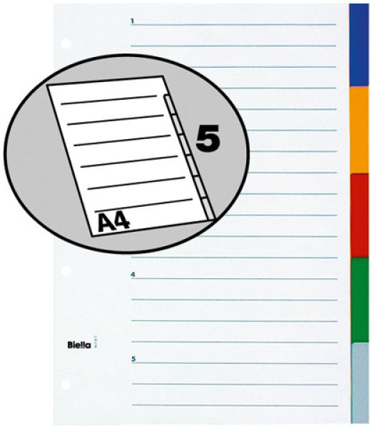 Biella register pp a4 46340500u farbig 5-teilig - Biella-46340500u-7611365288717