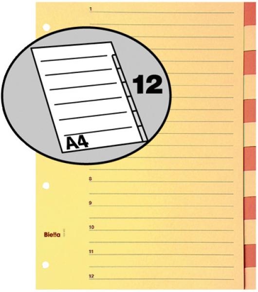 Biella kartonregister a4 46444100u braun/beige 12-teilig - Biella-46444100u-7611365231713