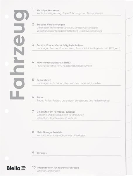 Biella register karton expert a4 465011290u fahrzeug de 10-teilig - Biella-465011290u-7611365466634