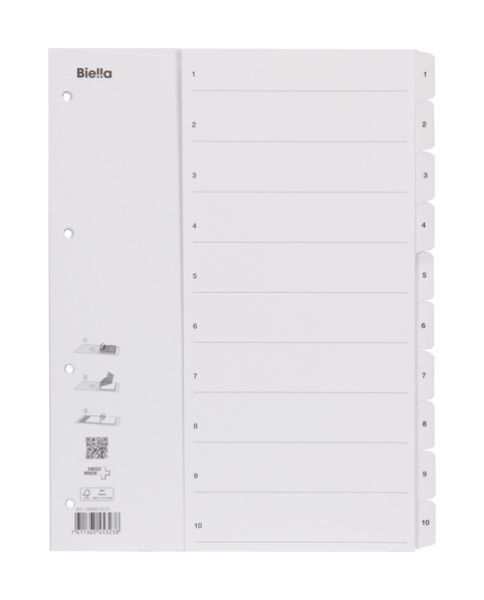Biella kartonregister smartindex a4 46941001u weiss 1-10 - Biella-46941001u-7611365453238