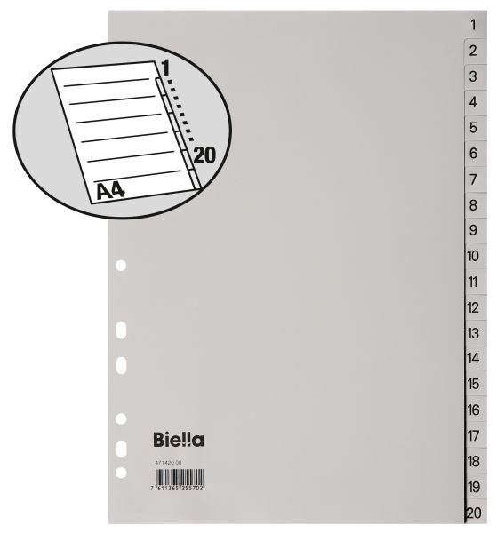 Biella register pp a4 47142000u grau 1-20 - Biella-47142000u-7611365255702