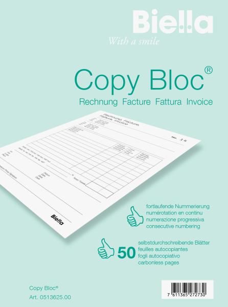 Biella rechnung copy-bloc d/f a6 51362500u selbstdurchschreib. 50x2 blatt - Biella-51362500u-7611365272730